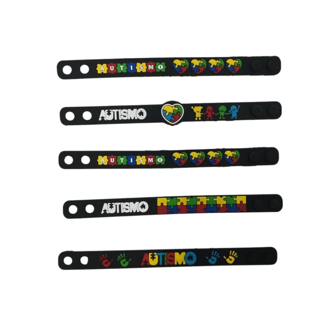Pulseira Emborrachada Autista Autismo preta Silicone