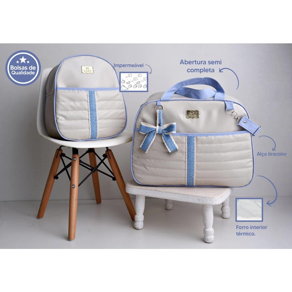 kit bolsa maternidade menino/menina mala para bebê de luxo dueto luender baby