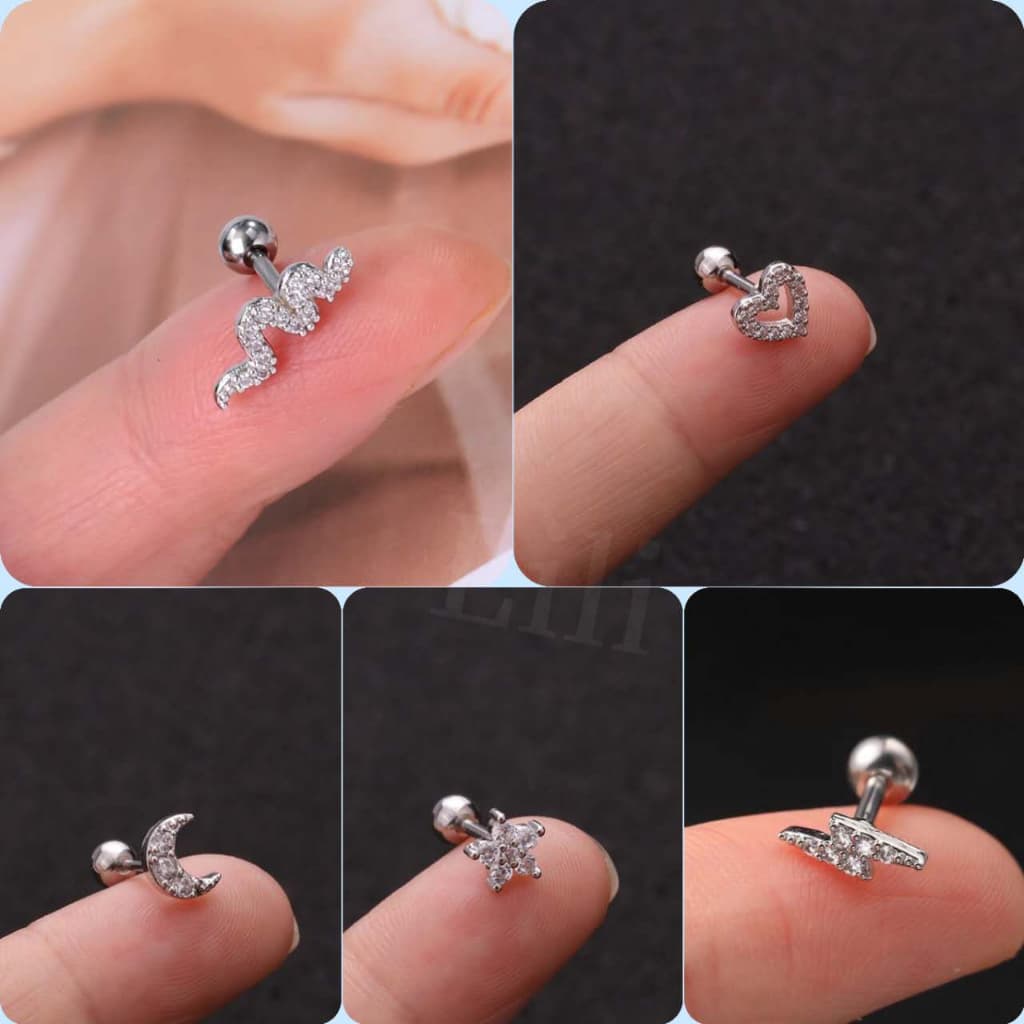 1Peca Piercing orelha Aço inox tragus cartilagem zircão