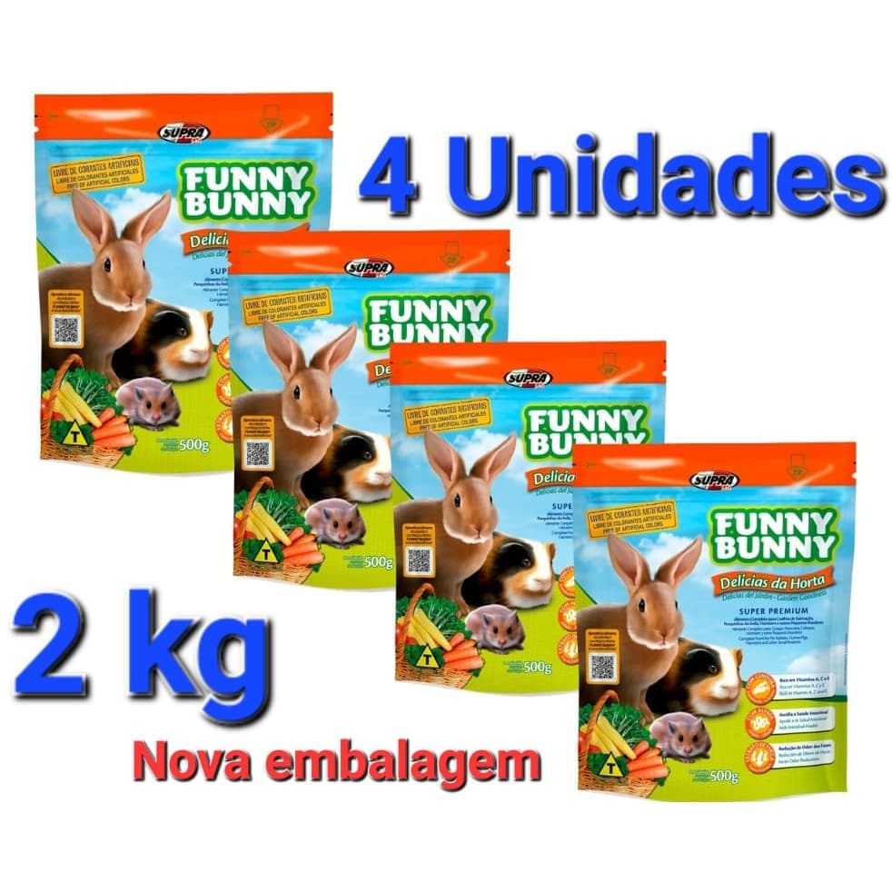 Funny Bunny Ração para Hamsters e Porquinho da Índia 500g 4 pacotes