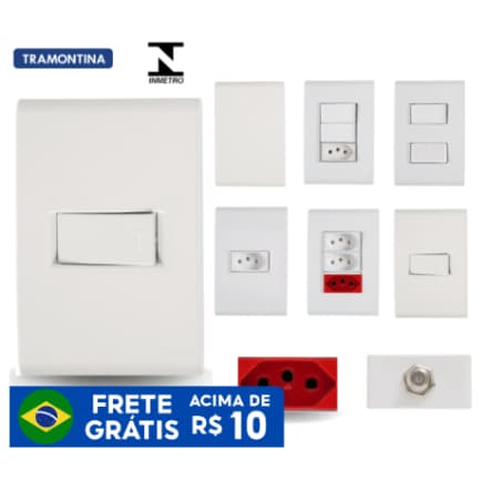 Conjunto de interruptor linha Liz branca tramontina 4x2