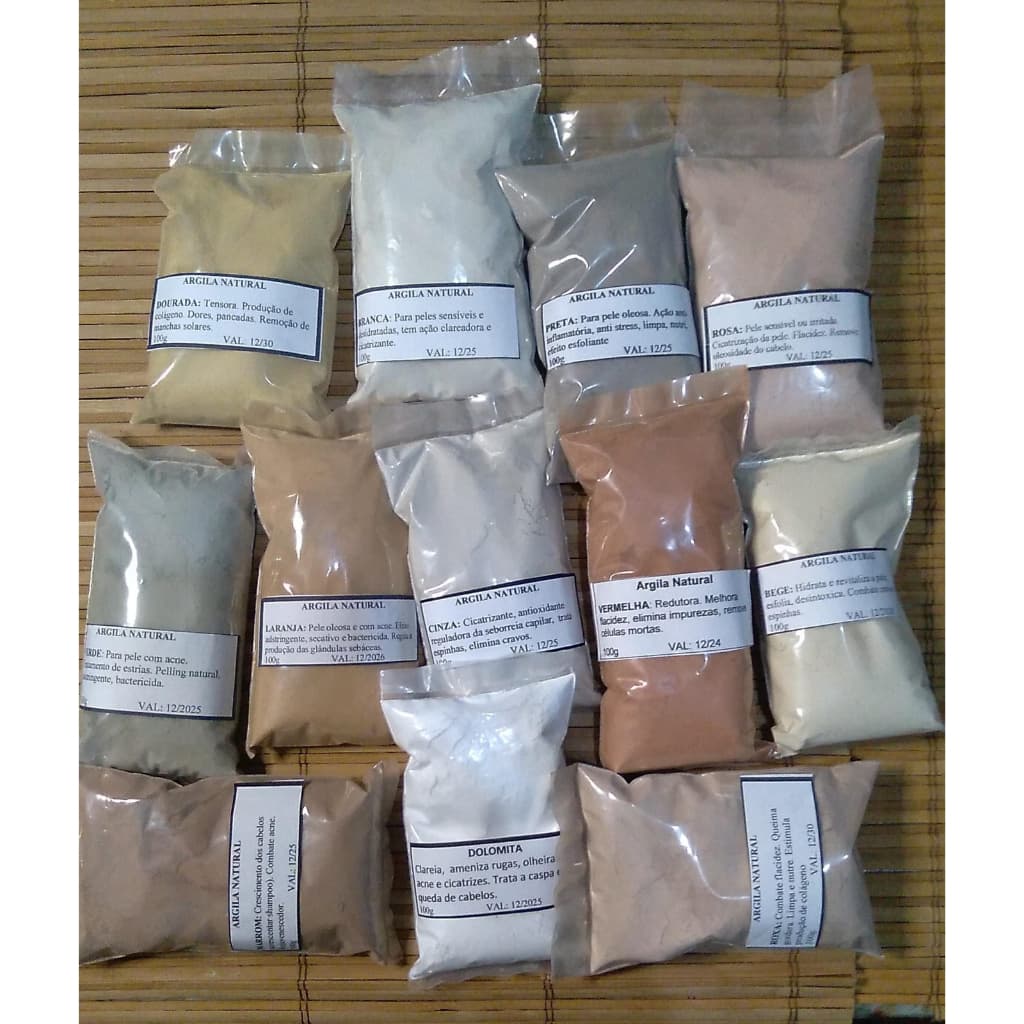 Argila Facial kit Care com 5 unidades. 500g  cod.05(.Pr.,Be.Dou.Dt, EsF).
