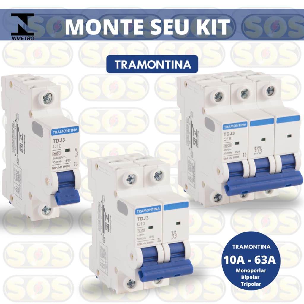 disjuntor unipolar, bipolar e tripolar tramontina