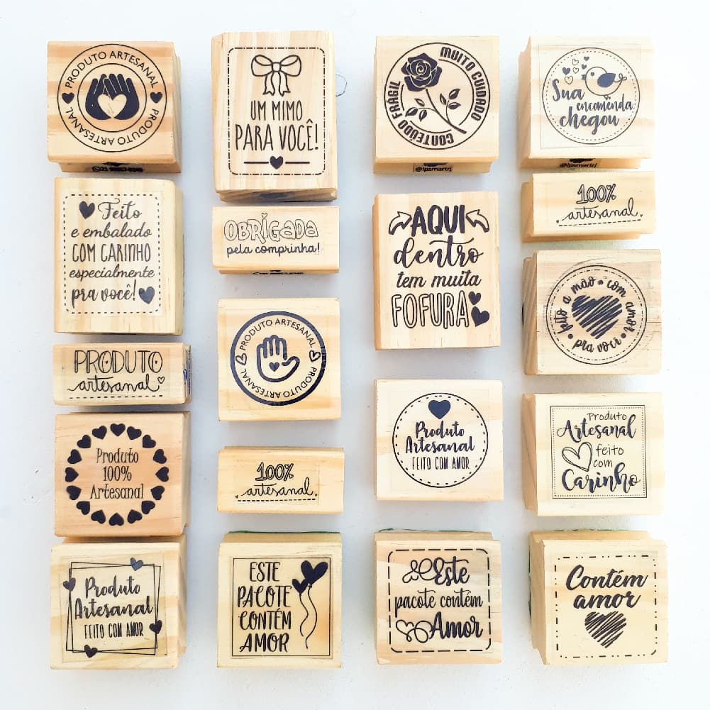 Carimbo Artesanal Decorativo para Sacolas Kraft Caixas Embalagem Artesanal Personalizada Tags Tecido Correio