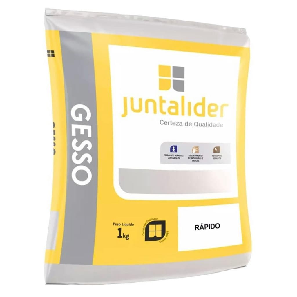Gesso Secagem Rápida 1 Kg Em Pó Juntalíder Branco