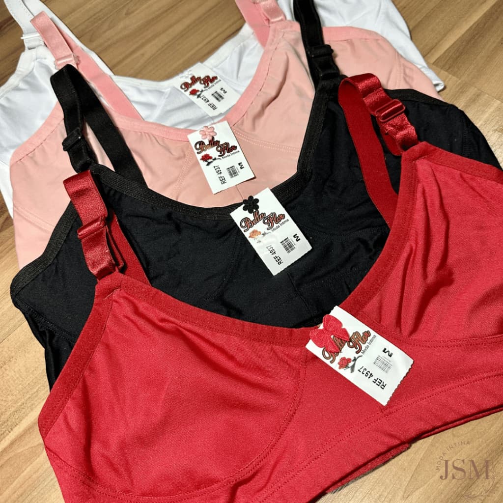 KIT COM 2 Sutiãs Reforçados Liso Alça Grossa Sem Bojo Sustentação Pluz Size