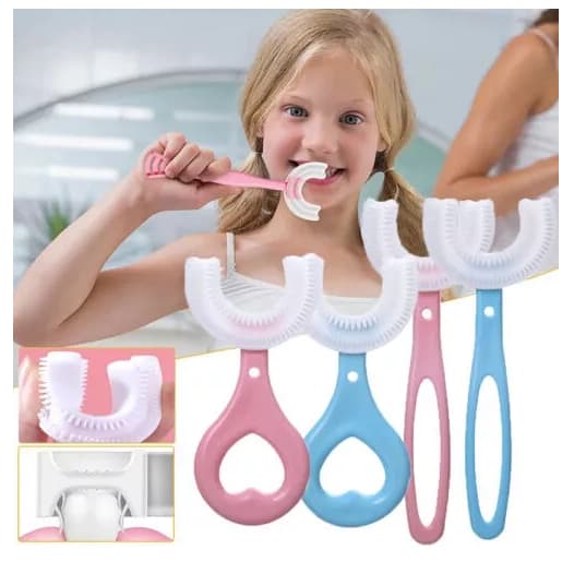 Escova de dentes em forma de U 360 graus para crianças  bebê infantil 2-6-12 anos macia