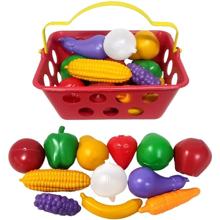 Cestinha de Legumes para Cozinha Infantil Meninas com 12 Itens com Frutas e Legumes de Brincadeira