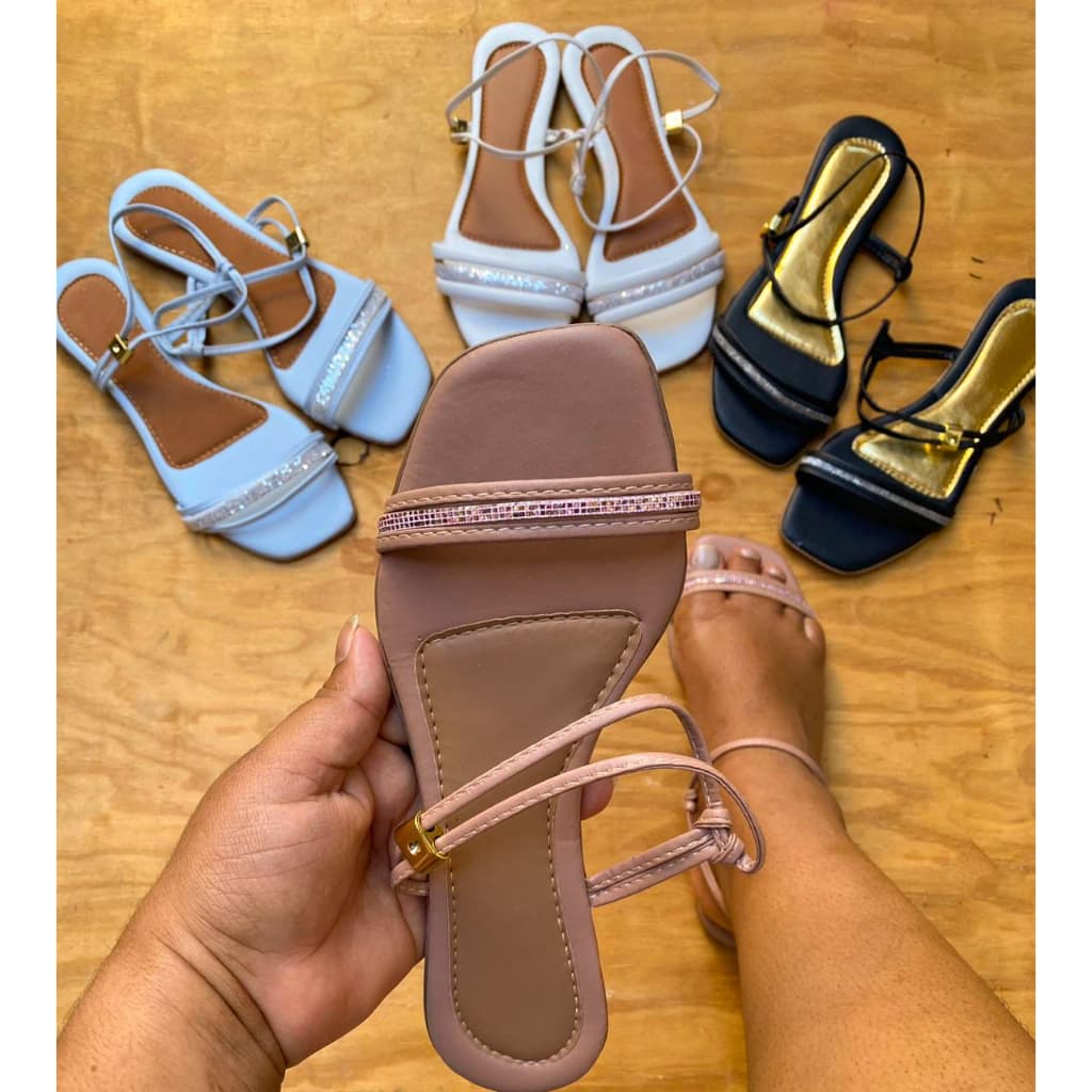 kit com 3 pares de sandália rasterinha feminina promoção amarrar Brillho basica sandalha rasteira