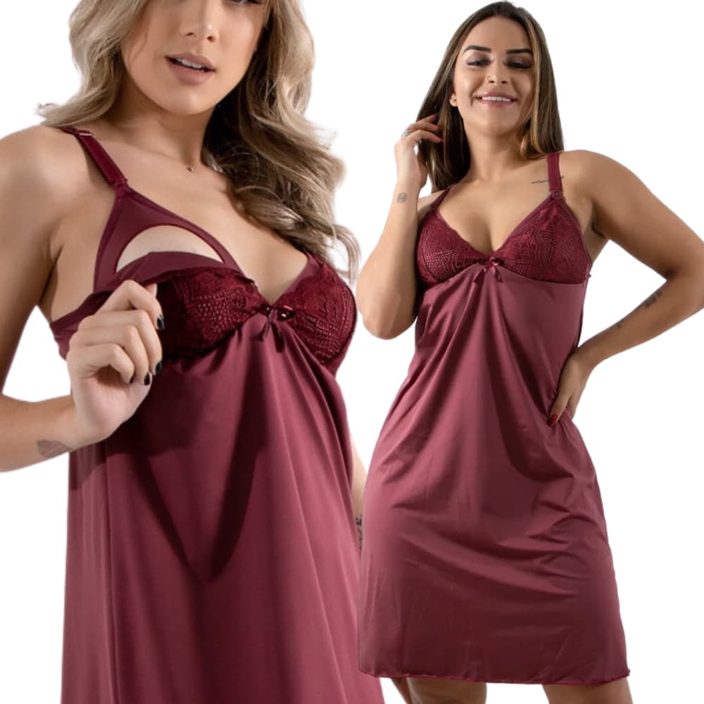 Camisola Amamentação Abre Fácil Gestante Grávida Pijama Conforto Pós Parto Maternidade Microfibra