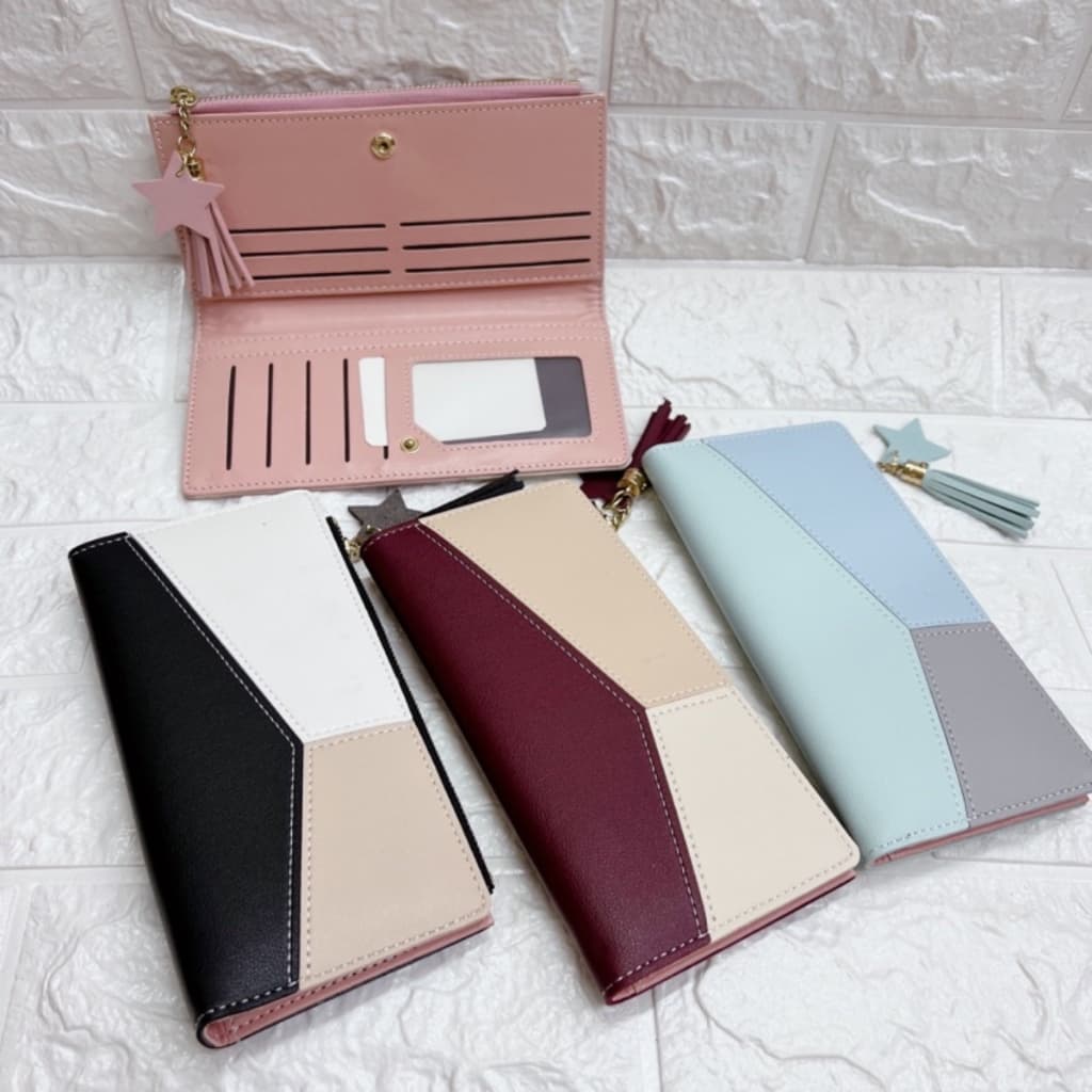 Carteira Feminina Grande Slim com Pingente - Espaço para Moedas e Cartões