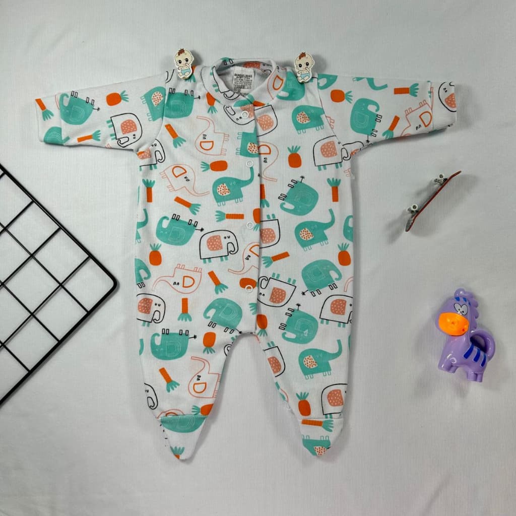 Macacão Para Bebê Estampado Malha Canelada Linha Basic Confortável Moda Infantil