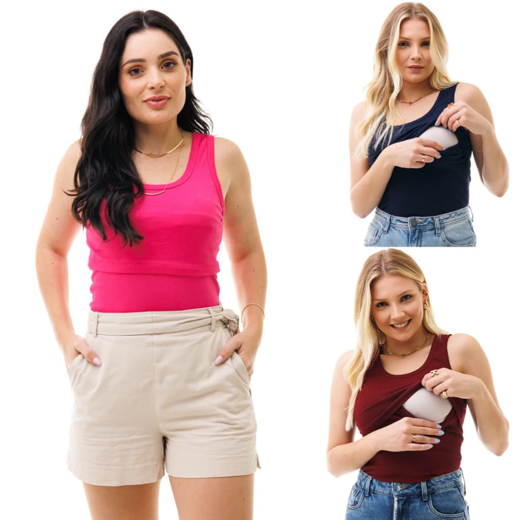 Kit com 3 Regatas Para Amamentação