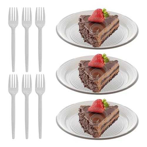 Kit Festa Prato Descartável E Garfos Bolo Sobremesa 100 Unds