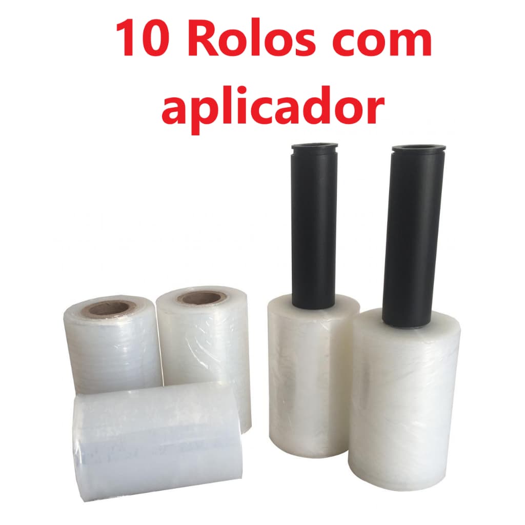 10 rolos de filme stretch 100 Metros com cabo aplicador para mala de viagem e volantes