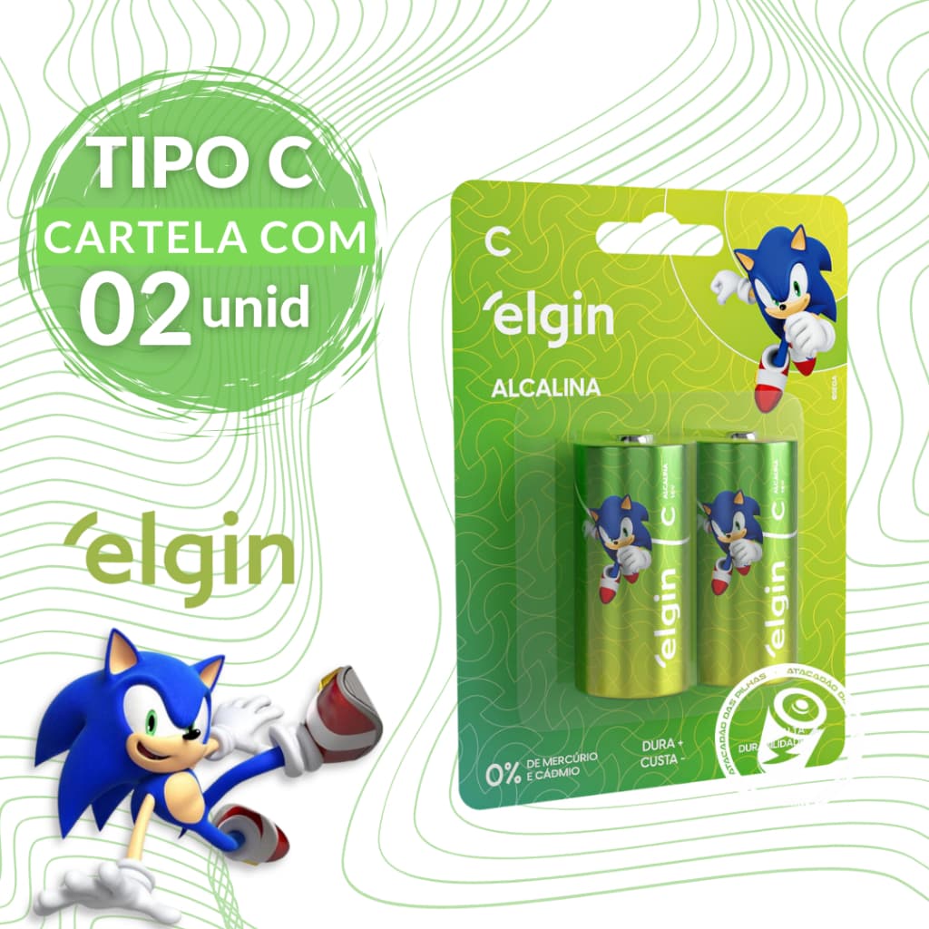 Pilha Alcalina C Blister C/2 Unidades Elgin