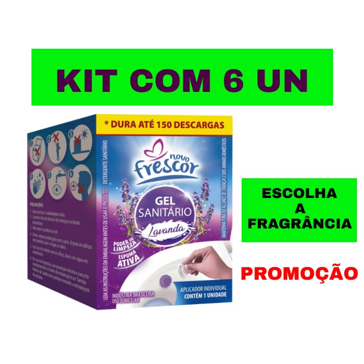 6 Unidades GEL ADESIVO SANITARIO ATÉ 150 DESCARGAS  ** FRAGRÂNCIAS **