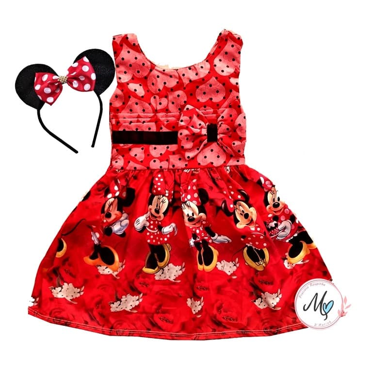 Vestido Minnie  Minie Vermelha Infantil  Temático  Menina Festa