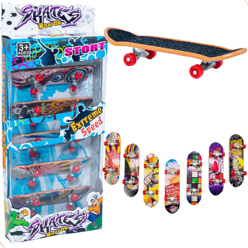 kit 5 Skates Dedo Profissional Fingerboard com Lixa Chave Truck Metal Rodinhas Brinquedo Criança Infantil