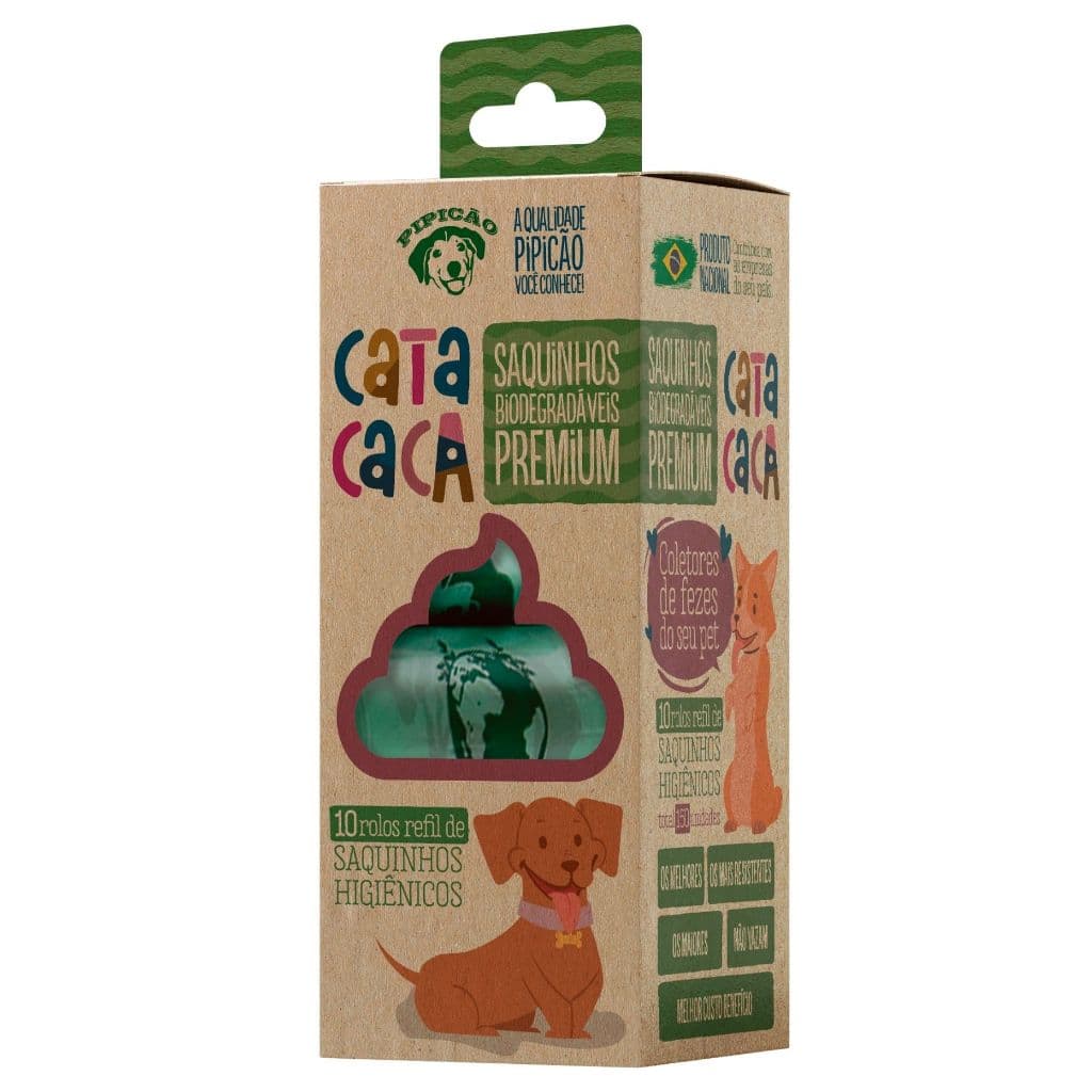 Kit 10 Refis de Sacolas Biodegradáveis Coleta de Fezes de Cachorro Cata Caca Pipicão