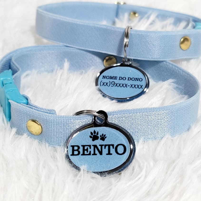 Coleira Gato com Pingente de Identificação Plaquinha Personalizada