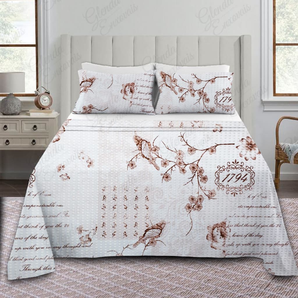 Cobre Leito Piquet Algodão - Ingrid CI - King / Queen / Casal-Padrão