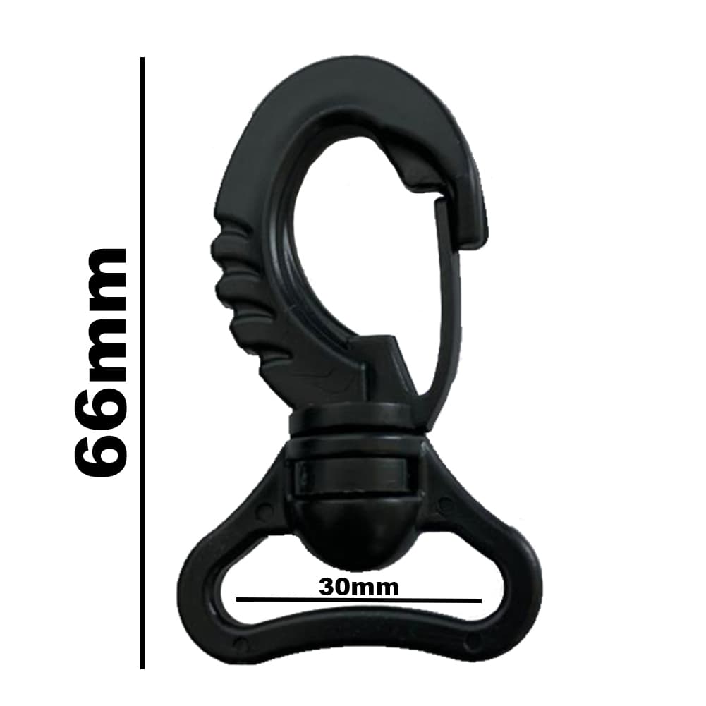10un Mosquetão 30mm Preto Plástico Fecho Presilha Mochilas