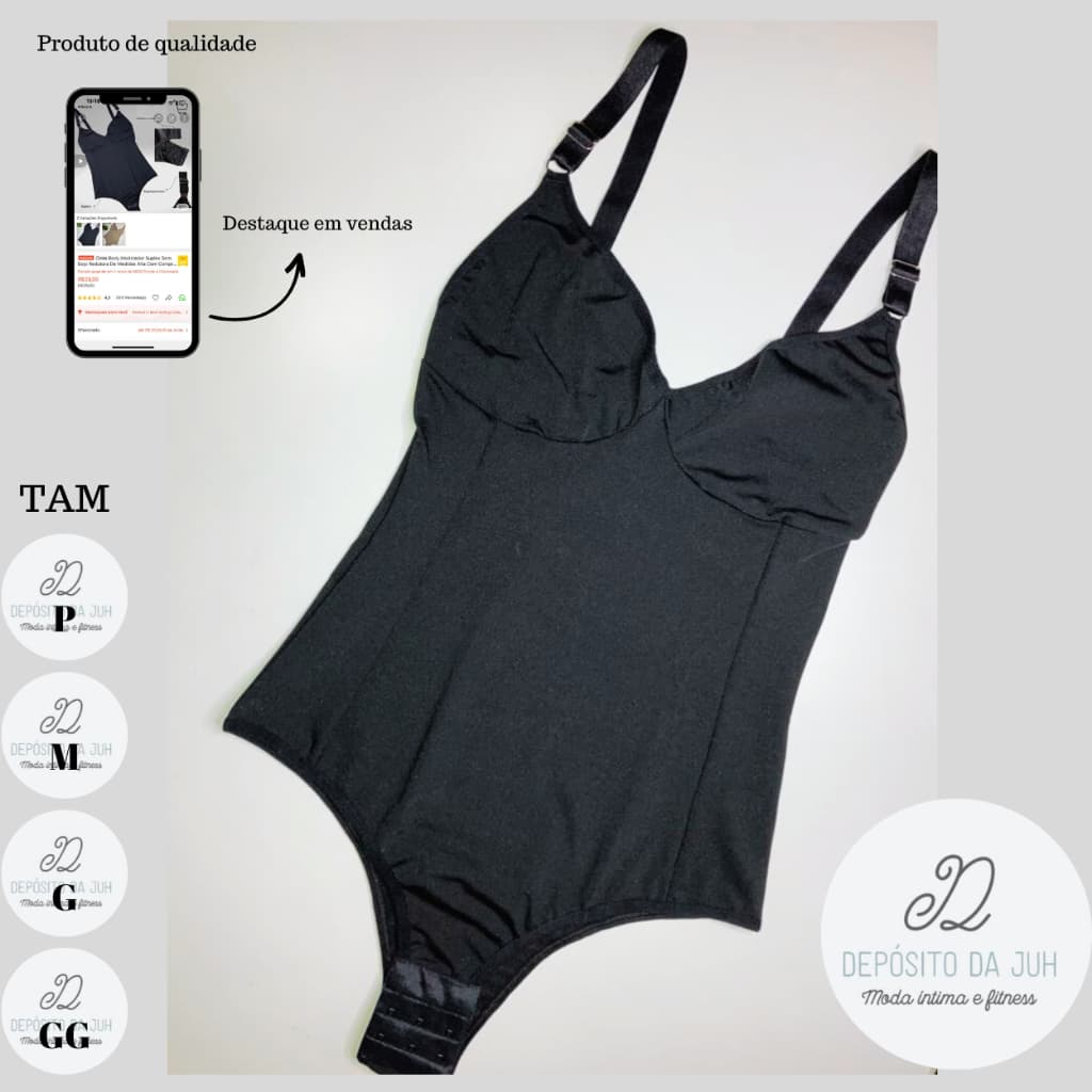 Modelador Cinta Bore Suplex Sem Bojo Redutora De Medidas Alta Com Compressão Alça Reforçada