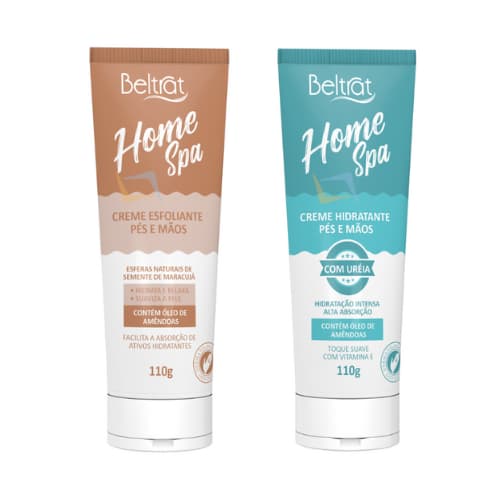 Kit Home Spa Beltrat - Creme Hidratante Pés e Mãos com Uréia e Creme Esfoliante 110g