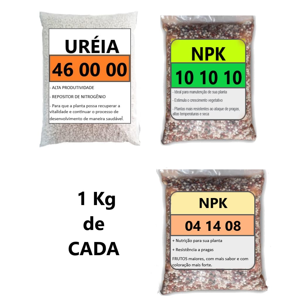 KIT ADUBO - 3 tipos de fertilizante NPK