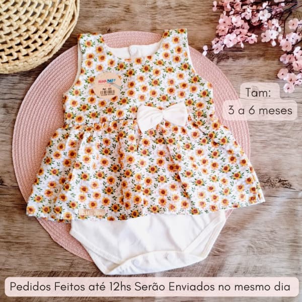 Body Vestido de Bebê Menina Roupa Infantil Feminino Roupas de Bebê Body Tipo Vestido Infantil Menina