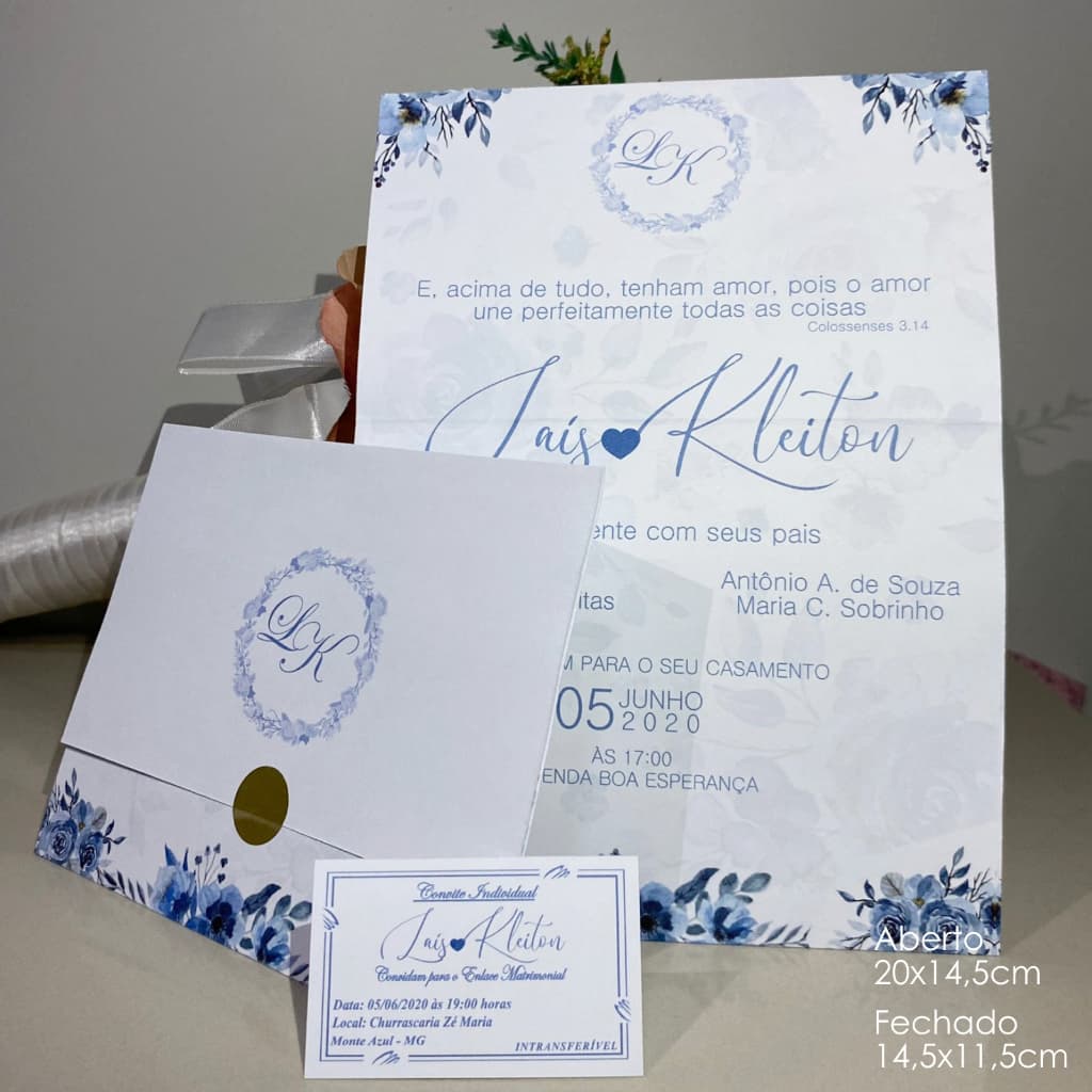 Promoção Convite de Casamento (80 unidades) + 160 Individuais + Adesivo Dourado