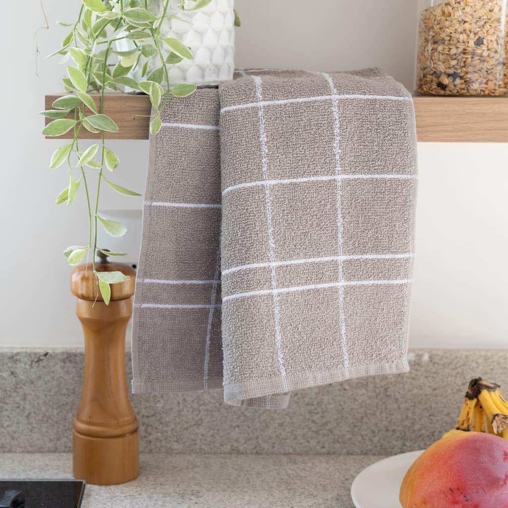 Kit 10 Panos de Prato Para Cozinha Atoalhado Listrado em Algodão - (45x65cm)