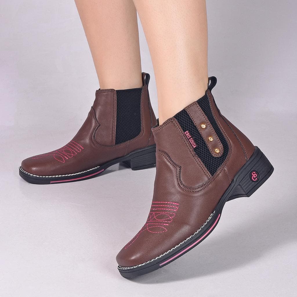 Bota Botina Feminina Country Texana Bico Quadrado