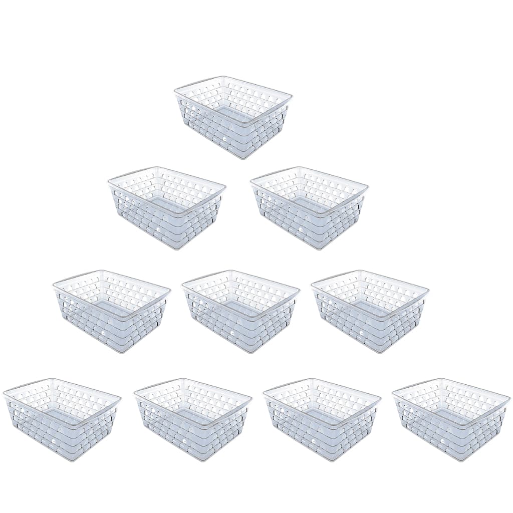Kit 10 Cestos Organizadores Multiuso Transparente 16x12x6Cm