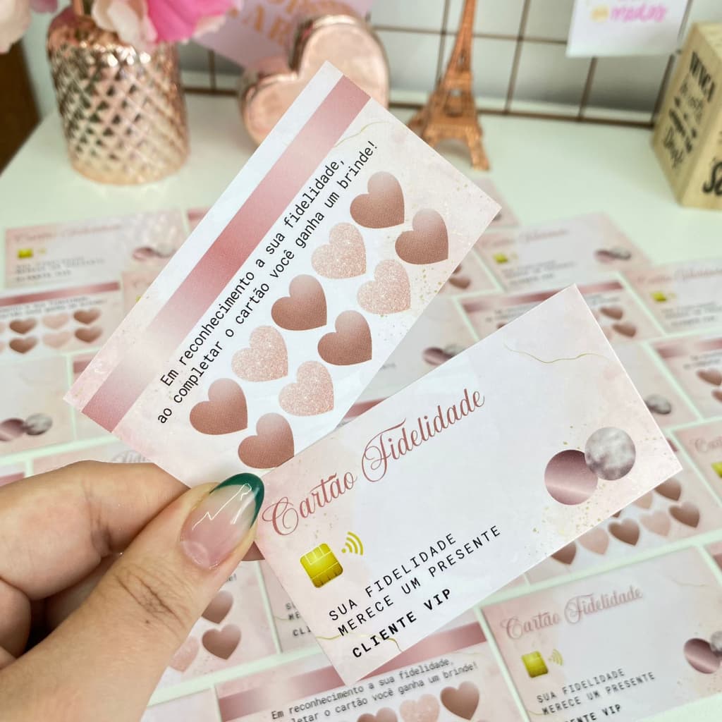 Cartão Fidelidade Cliente (Cartão de Crédito VIP) - 100 unidades - Rose Gold