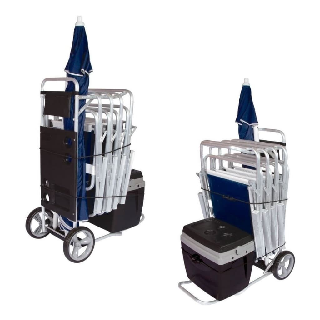 Carrinho de Praia Mor Preto Vira Mesa Com Avanço Para Caixa Térmica Cooler Promoção