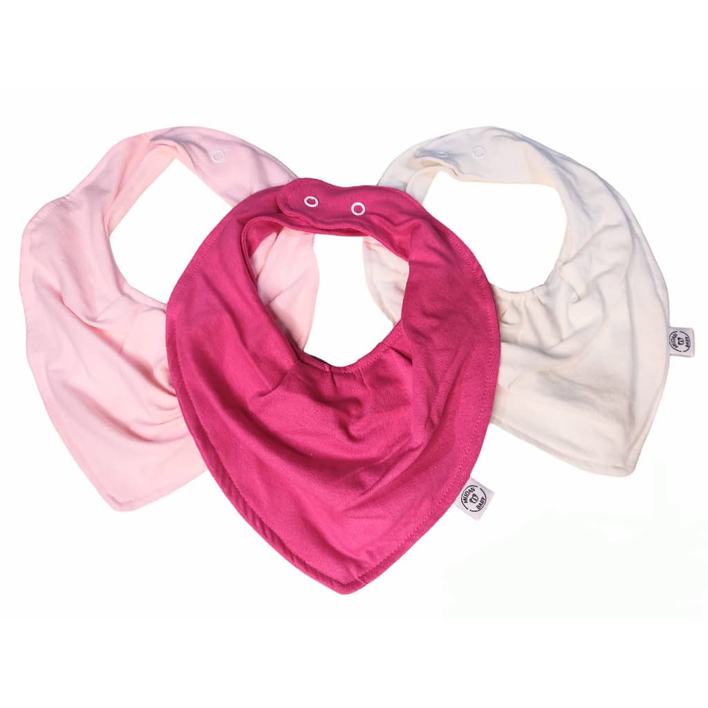 Kit Babadores Bandana Impermeável 3 Peças Ajustável Malha 100% Algodão Liso/Pink