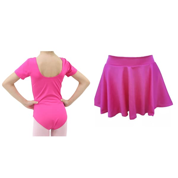 Kit Ballet Pink Collant Mc e Saia Com Cós, Balé Infantil