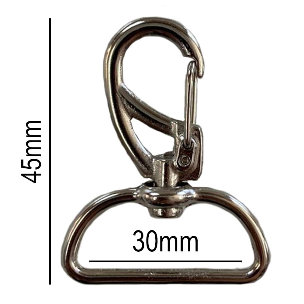 10un Mosquetão 30mm Niquelado Fecho Gancho Bolsas Mochila Alça