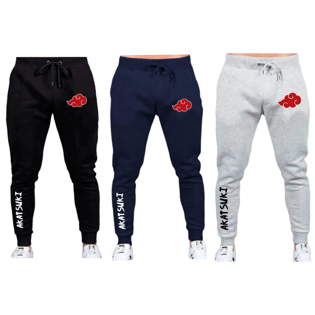 Kit 3 Calças Moletom Grosso Naruto Akatsuki Masculino Anime