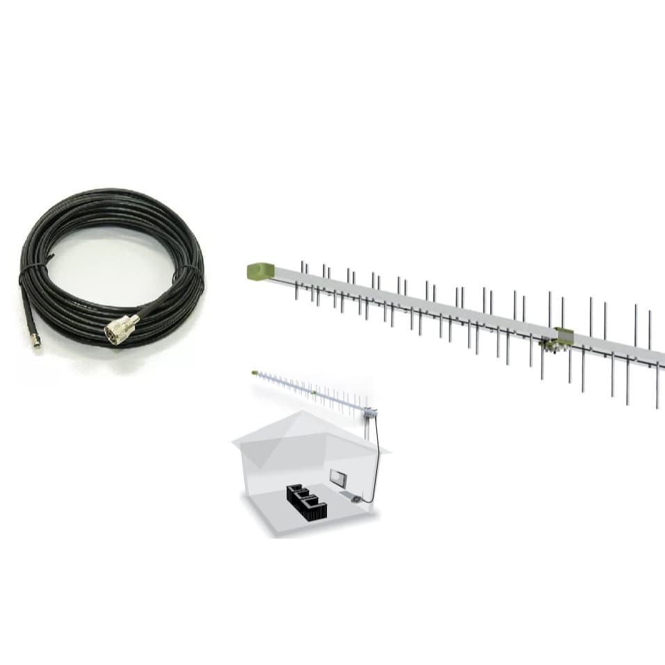 KIT Antena Proeltronic Full band para Cel Internet Rural  Roteadores 4g  /  Cabo descida de 15mt conector Sma macho
