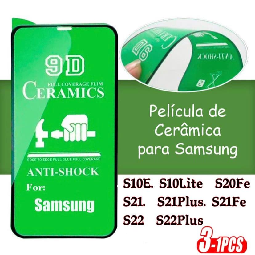 Película Cerâmica 9D 3D Samsung Gel Hidrogel Flexível S10 LITE S20FE S21 S21FE S21PLUS S21ULTRA S22 S22PLUS S22ULTR