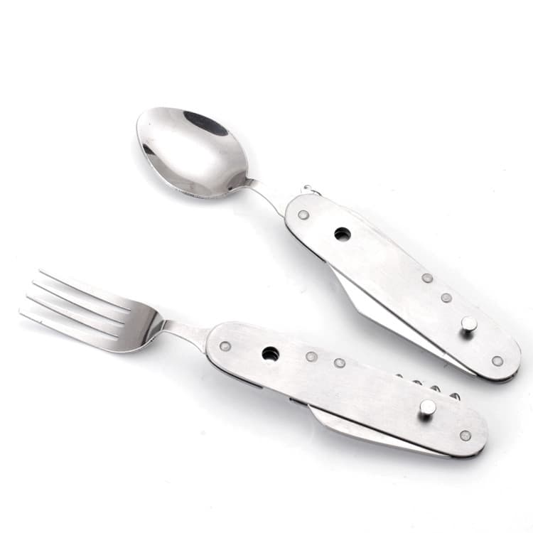 Talher Multi Funcoes Canivete Inox Garfo Faca Colher Camping