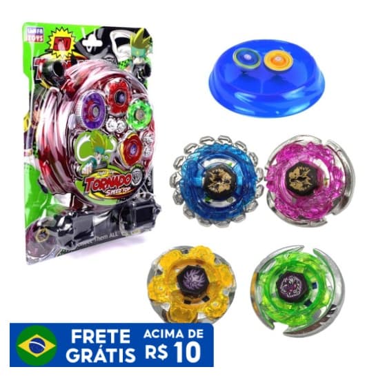 Beyblade Metal Fusion COM 4 Blay Blade + 2 Lançadores + 1 Grip/COM 2Blay Blade/COM 1Blay Blade/WJ23