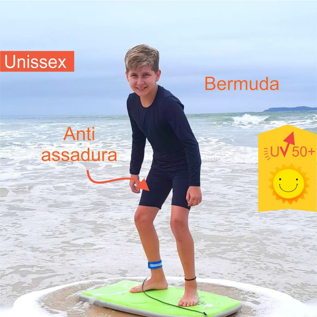 Bermuda Infantil Térmica Unissex Anti Assaduras Proteção UV50 Esportes Tamanhos 4 ao 16 Lavin Basic