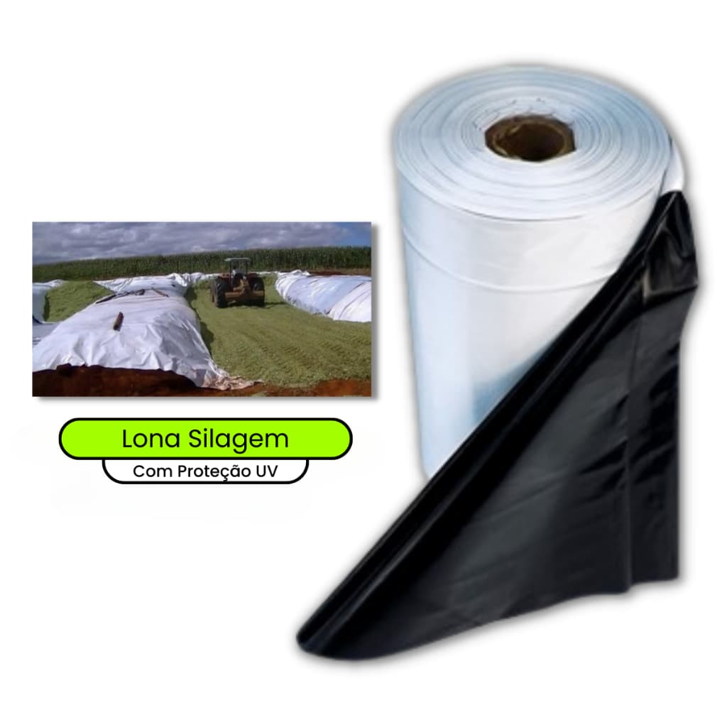 Lona Silagem Branco/preto Anti Furo E Rasgos 8x10m 80kg 150Micras