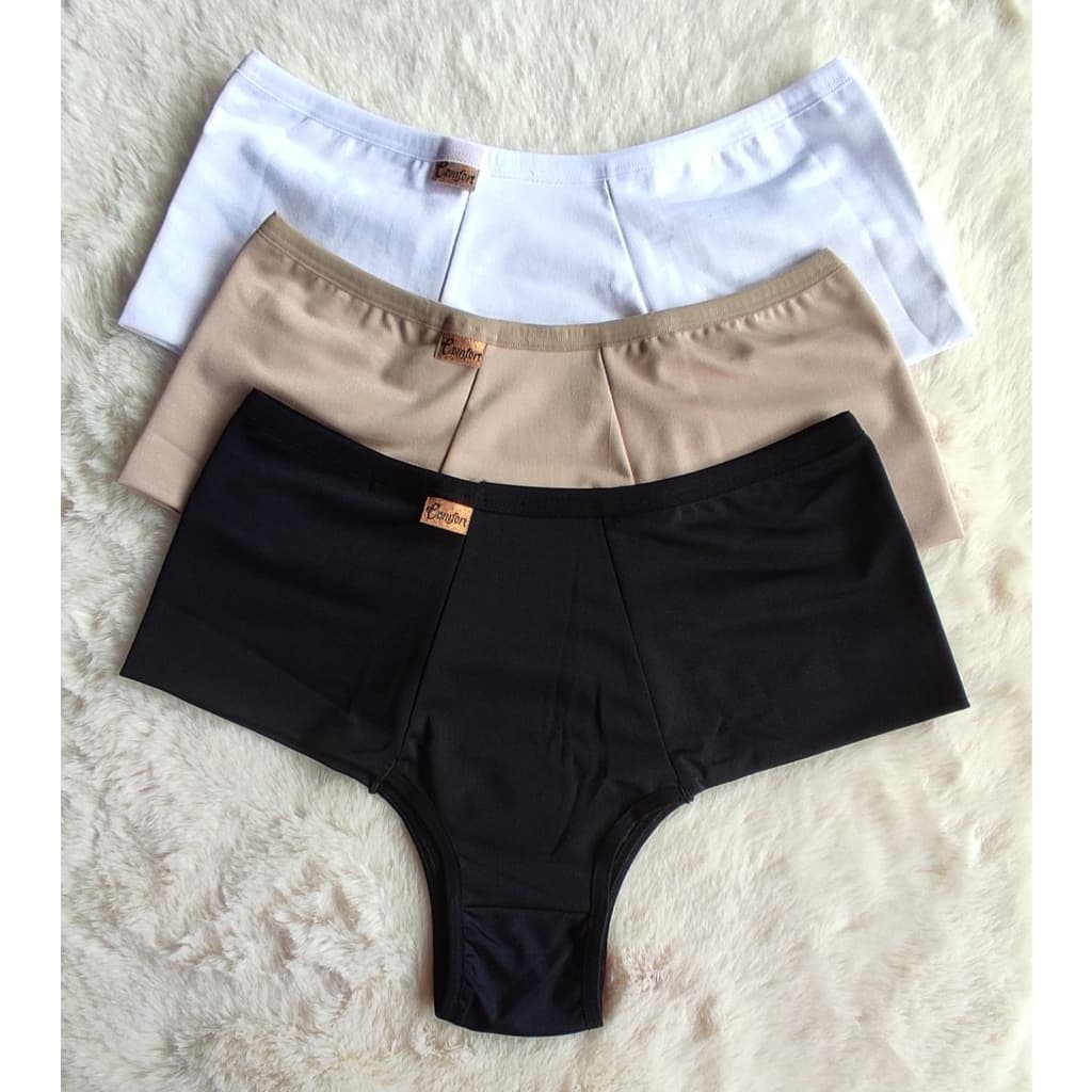 Kit 3 Calcinhas Cintura Alta Microfibra Lateral Dupla Leve Compressão