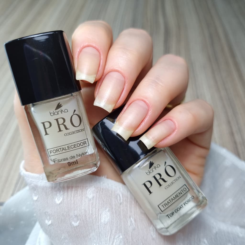 Kit Blindagem de Unhas Blanka : Fibras de Nylon  + Nivelador Fosco