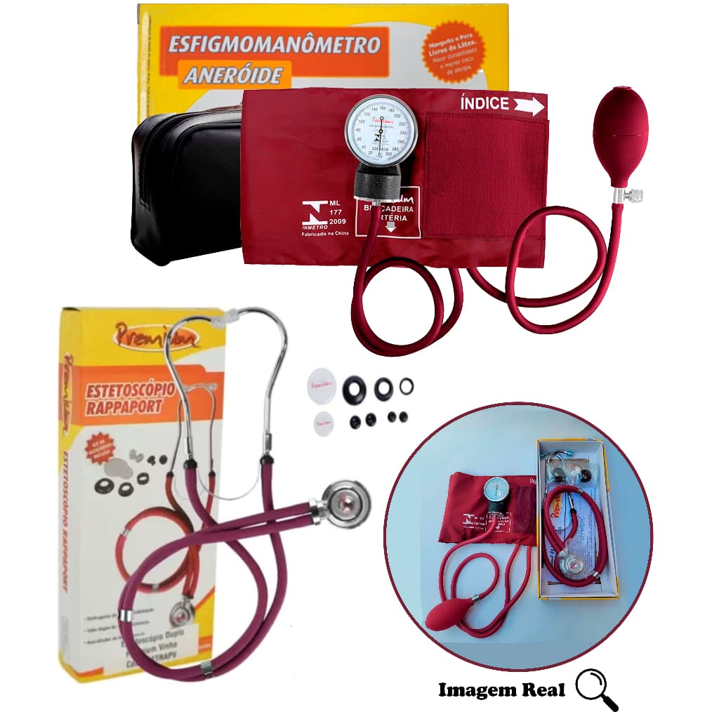 Kit Material de Enfermagem Aparelho De Pressão + Estetoscópio Rappaport Duplo - Premium